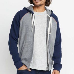 MARINE LAYER RAGLAN ZIP UP HEATHER HOODIE OFFERS WELCOME